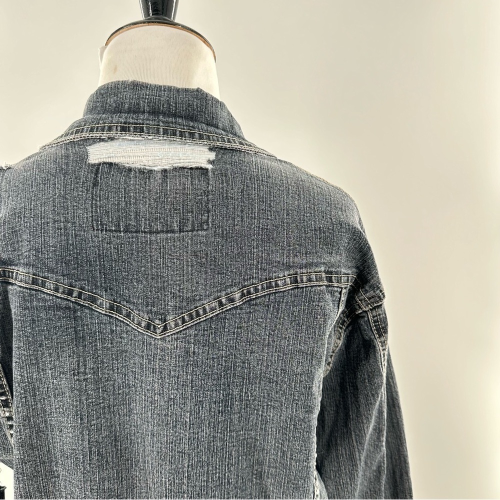 Polo womens jean jacket size M distressed denim Ralph Lauren - Picture 8 of 12